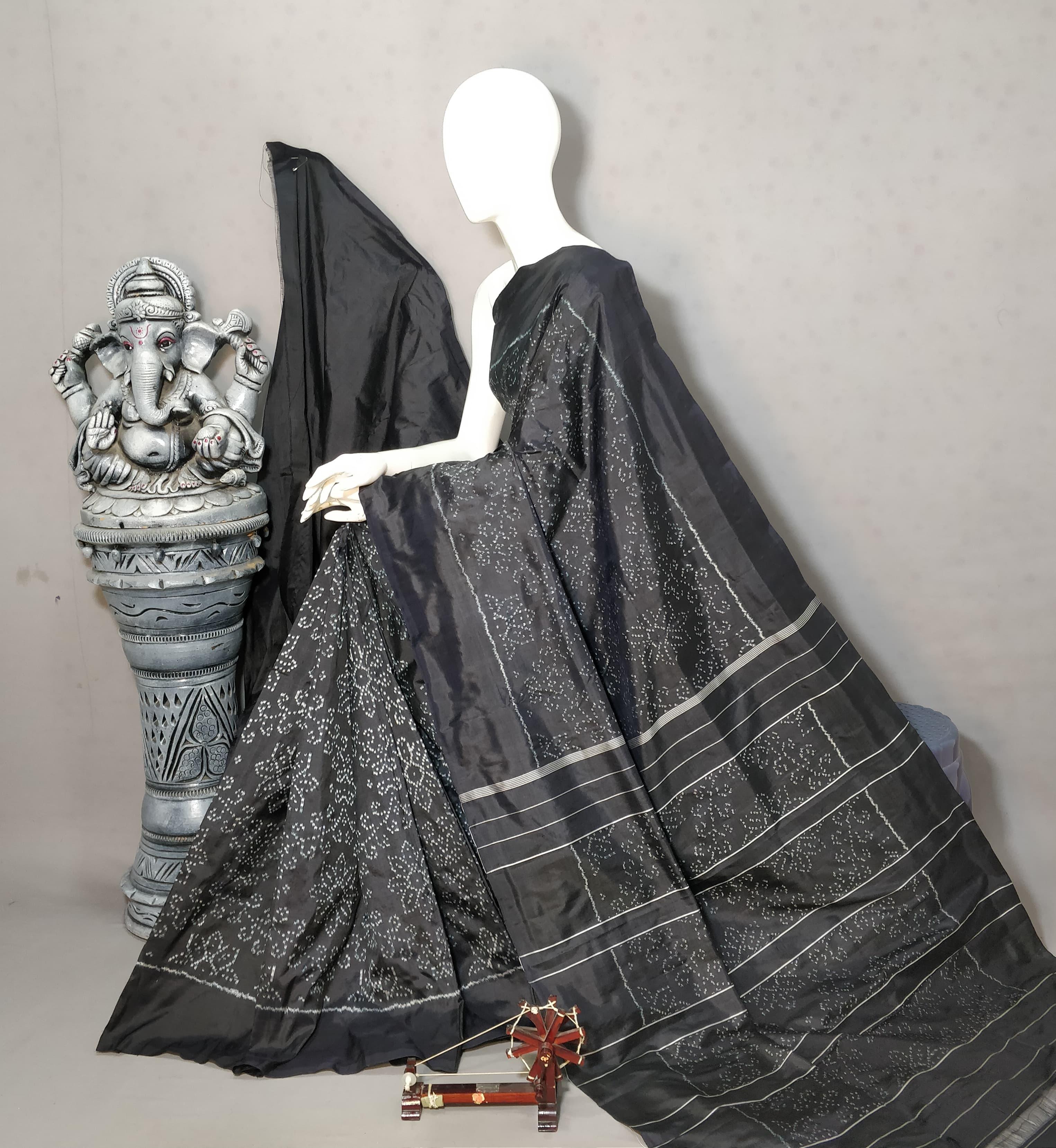 POCHAMPALLY IKKAT PATOLA SILK BLACK SARI