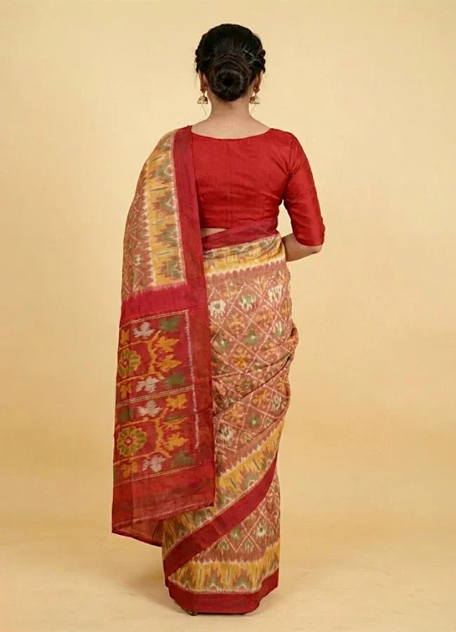 Handicraft Pure Soft Cotton Pochampally Ikkat Hand Print Women&