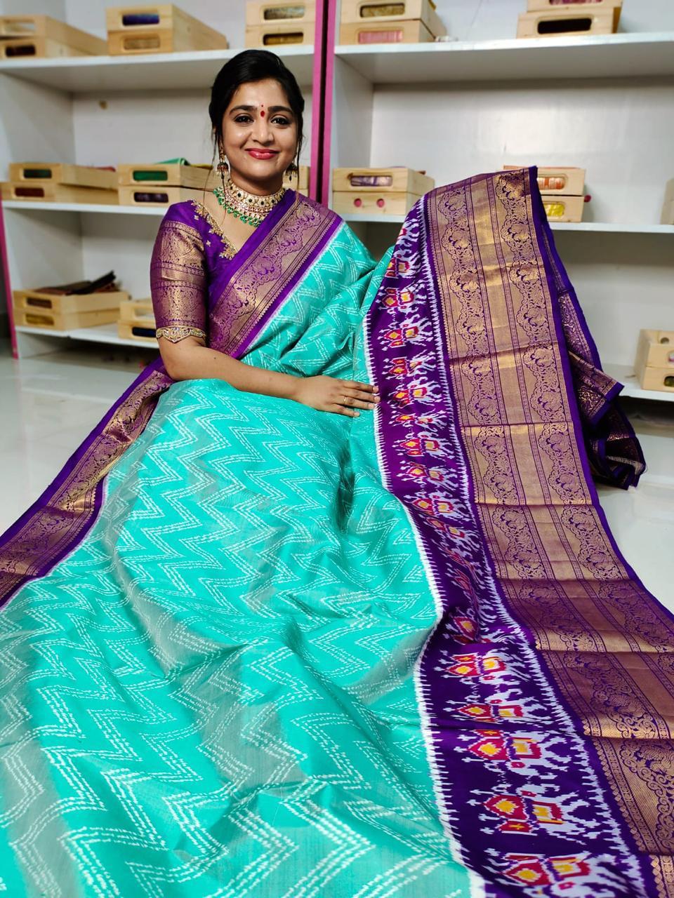 Pochampally Ikkat Pattu Sarees With Kanchi Border