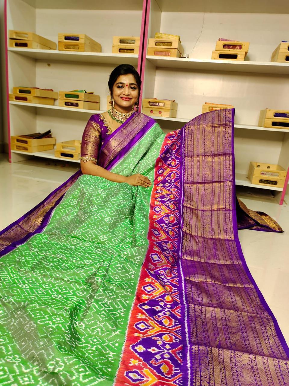 Pochampally Ikkat Pattu Sarees With Kanchi Border