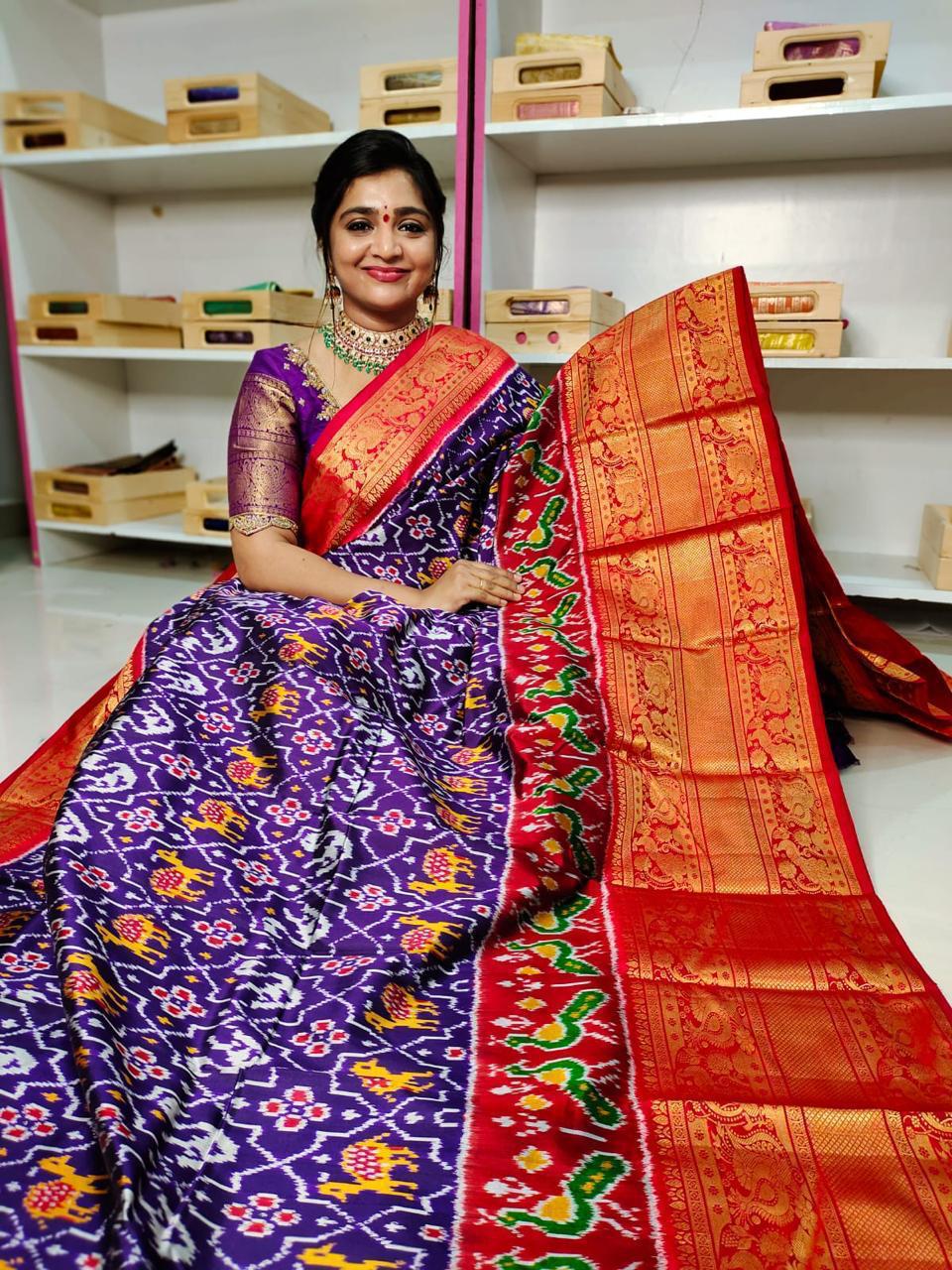 Pochampally Ikkat Pattu Sarees With Kanchi Border
