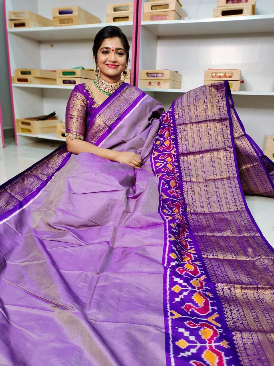 Pochampally Ikkat Pattu Sarees With Kanchi Border