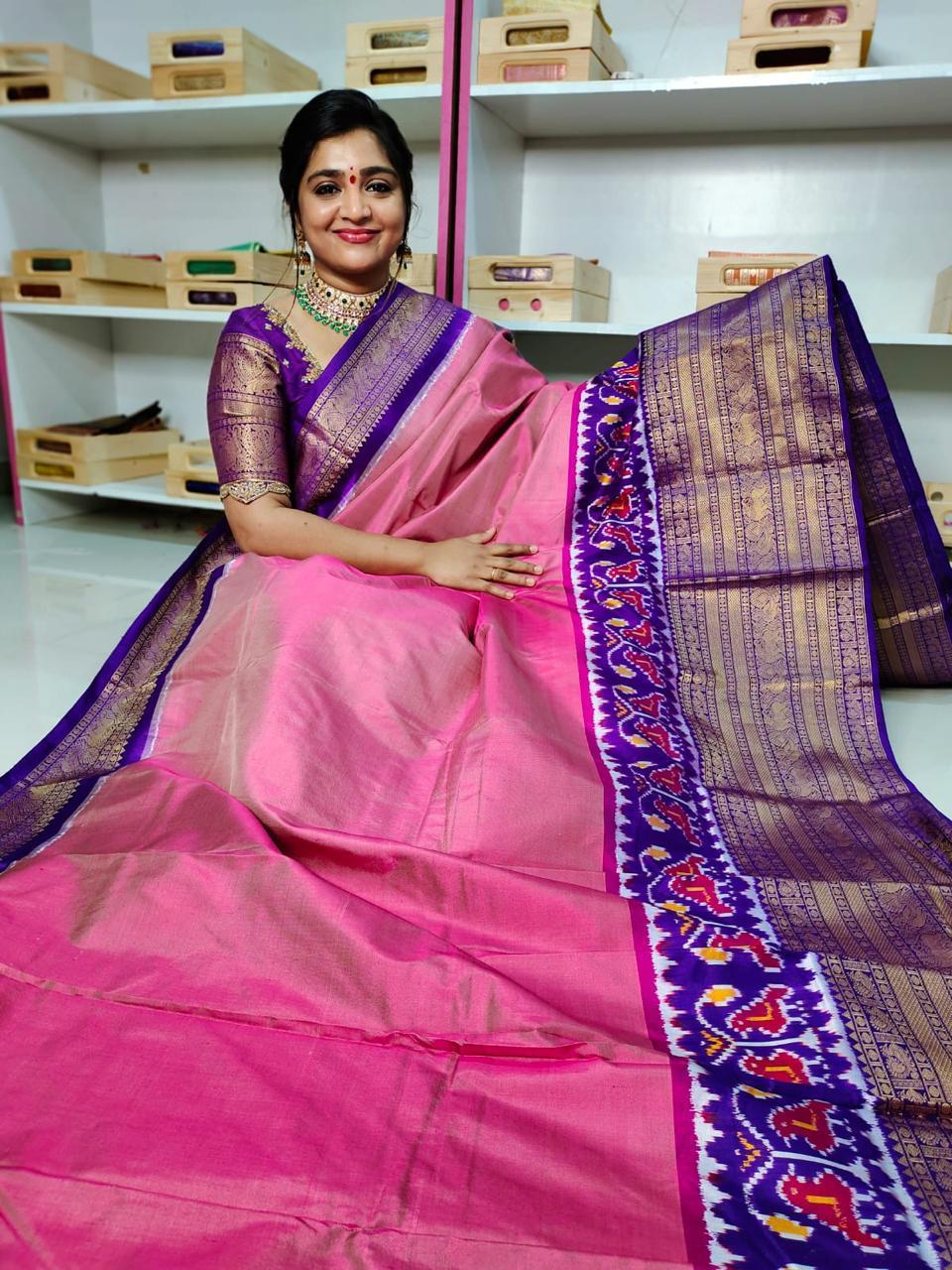 Pochampally Ikkat Pattu Sarees With Kanchi Border