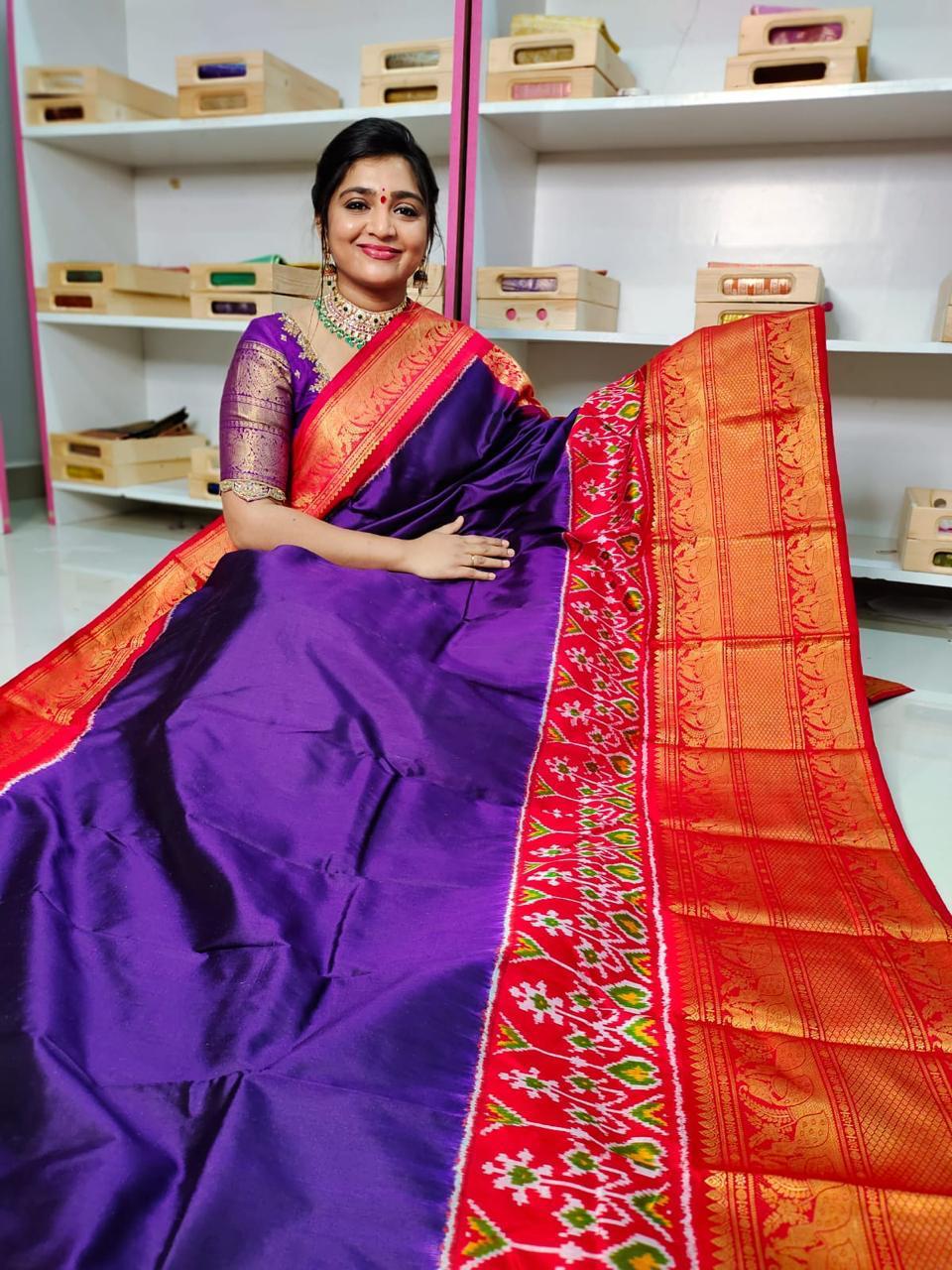 Pochampally Ikkat Pattu Sarees With Kanchi Border