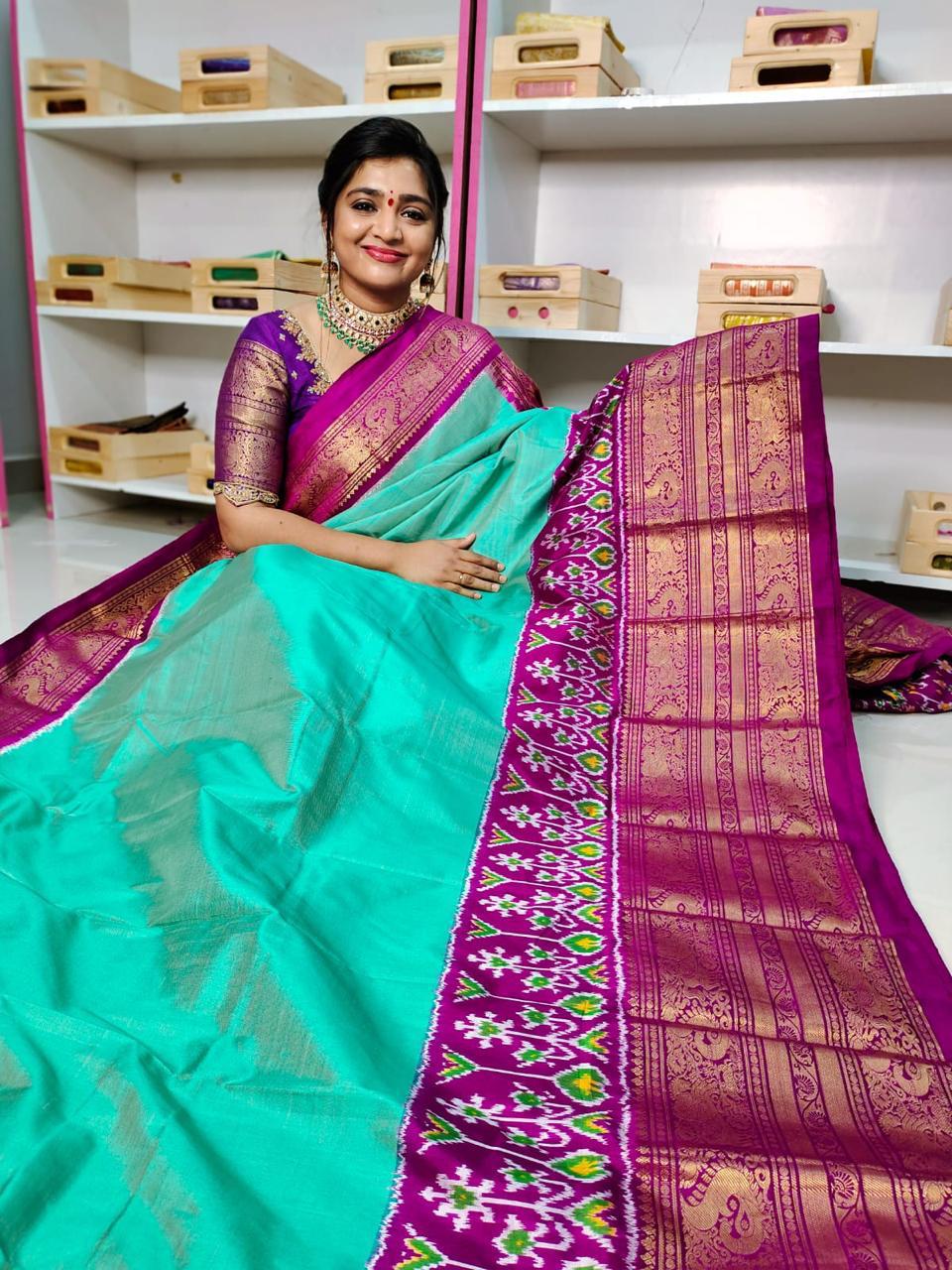 Pochampally Ikkat Pattu Sarees With Kanchi Border