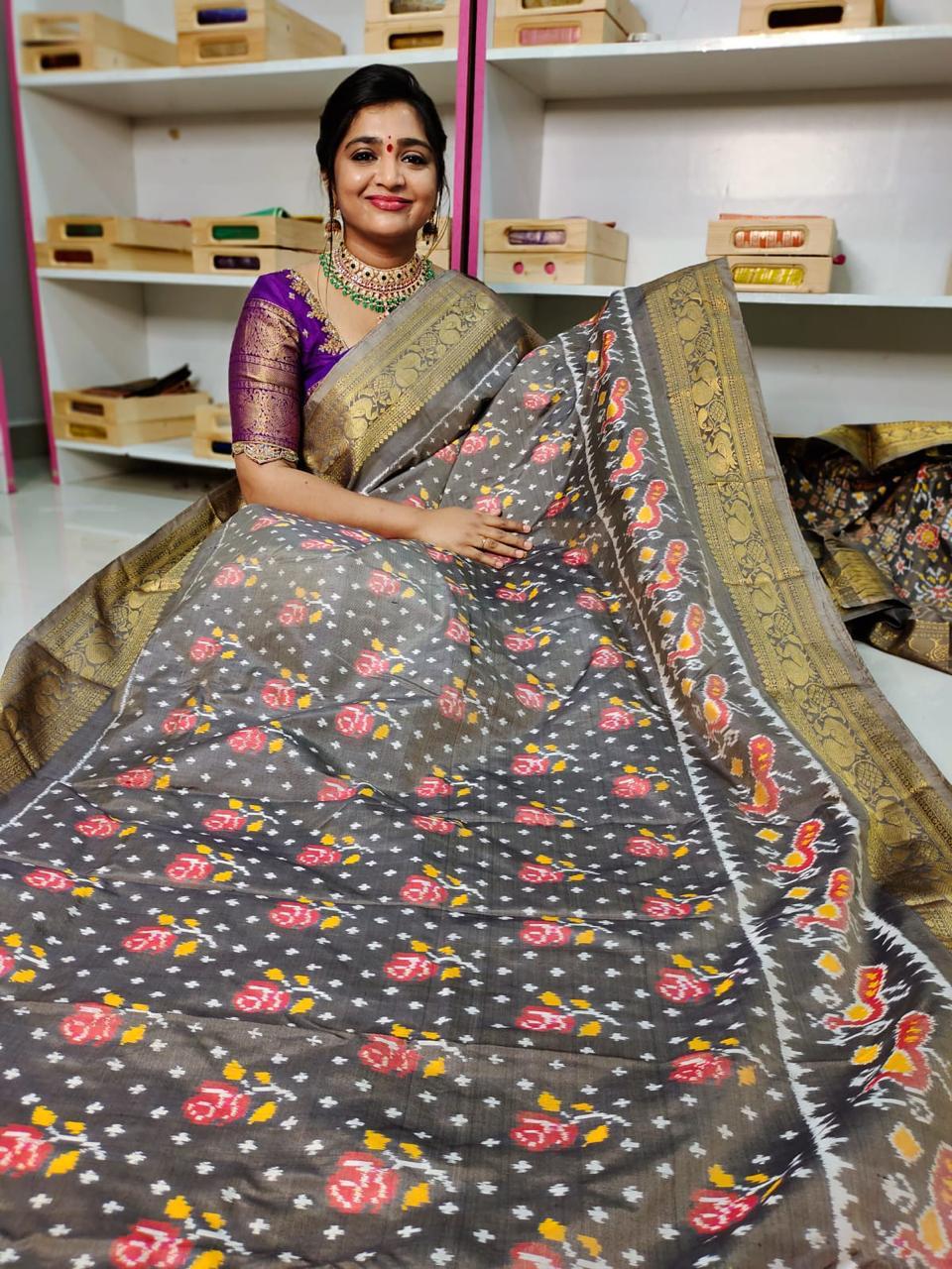 Pochampally Ikkat Pattu Sarees With Kanchi Border