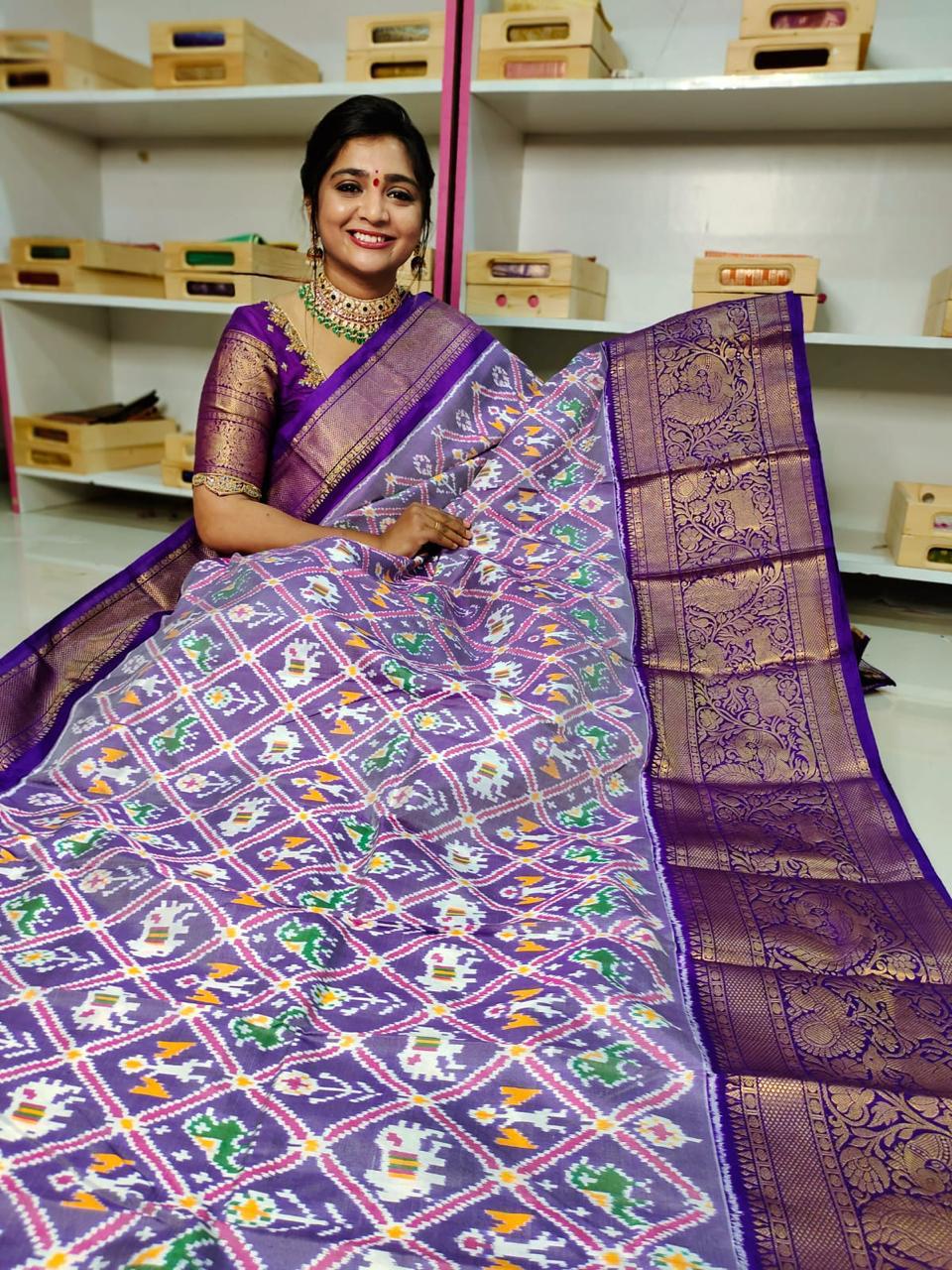 Pochampally Ikkat Pattu Sarees With Kanchi Border