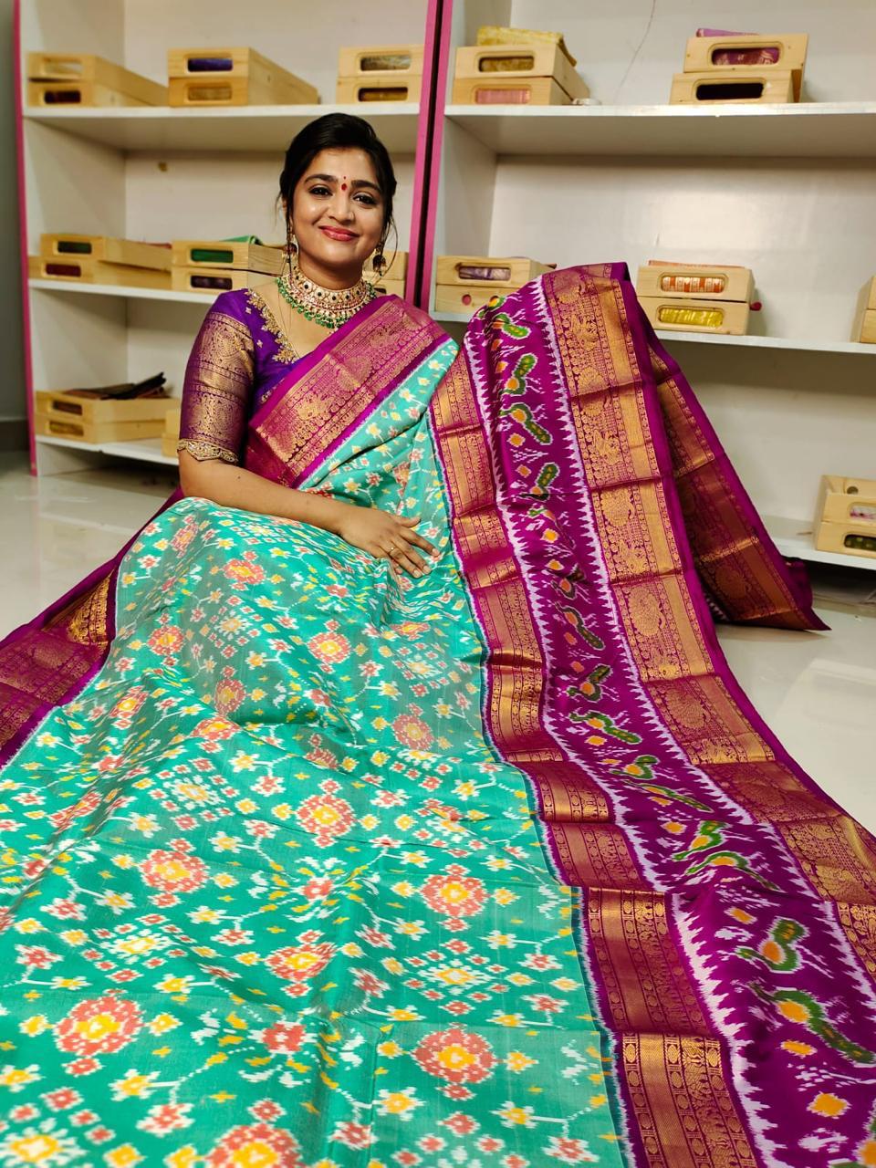 Pochampally Ikkat Pattu Sarees With Kanchi Border