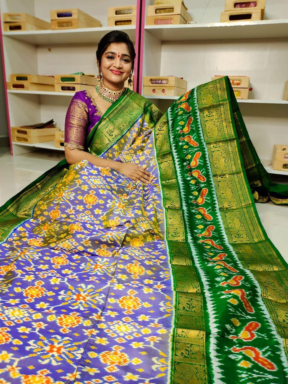 Pochampally Ikkat Pattu Sarees With Kanchi Border