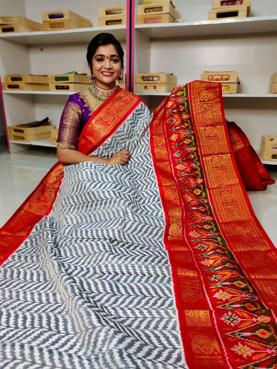 Pochampally Ikkat Pattu Sarees With Kanchi Border