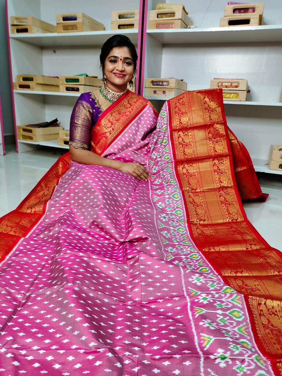 Pochampally Ikkat Pattu Sarees With Kanchi Border