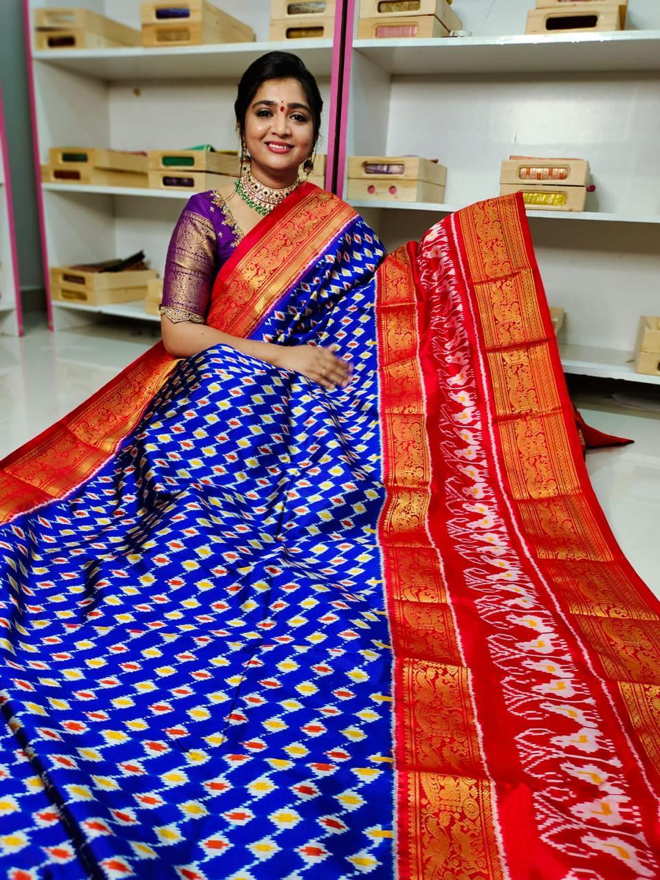 Pochampally Ikkat Pattu Sarees With Kanchi Border