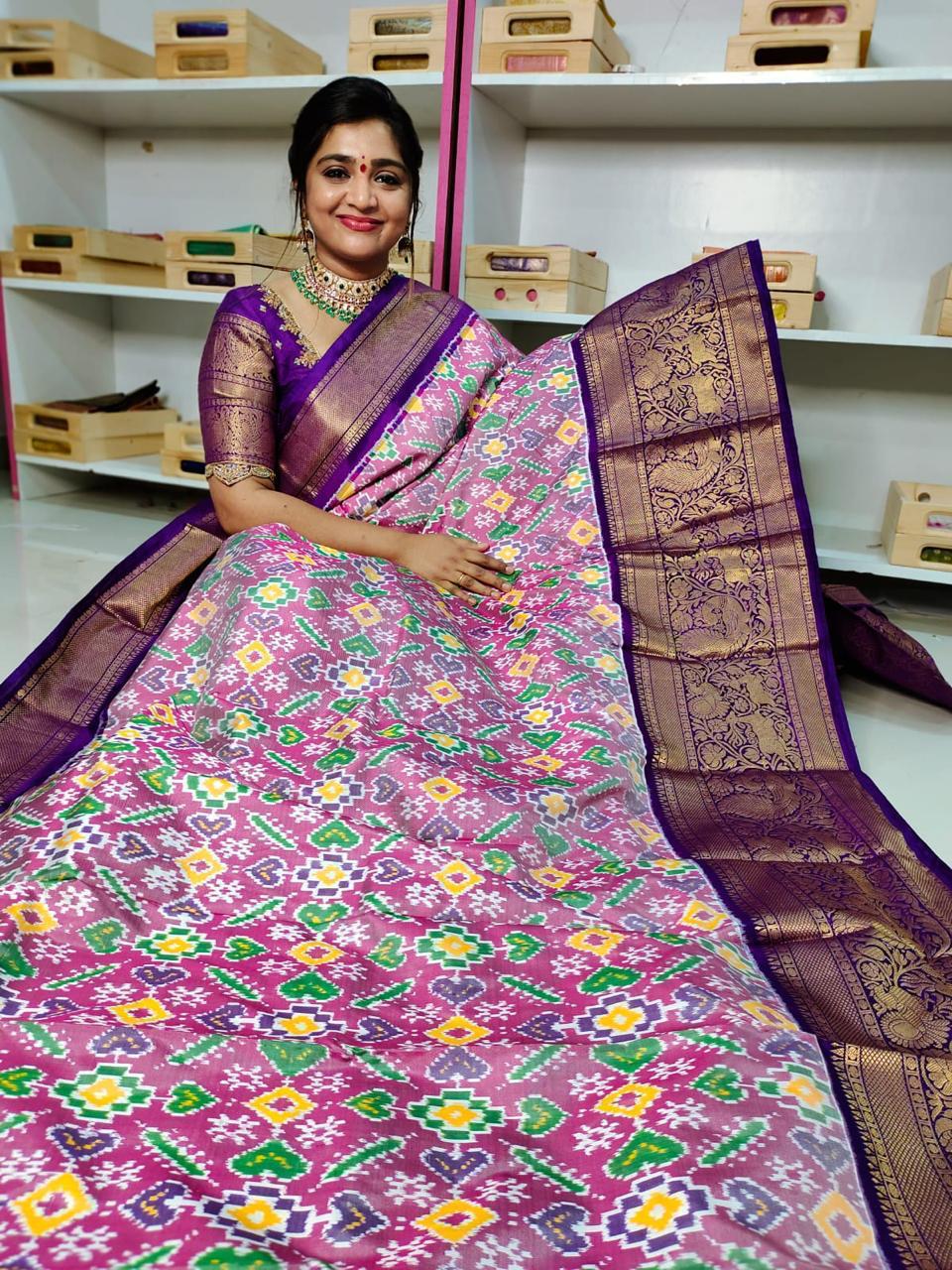 Pochampally Ikkat Pattu Sarees With Kanchi Border