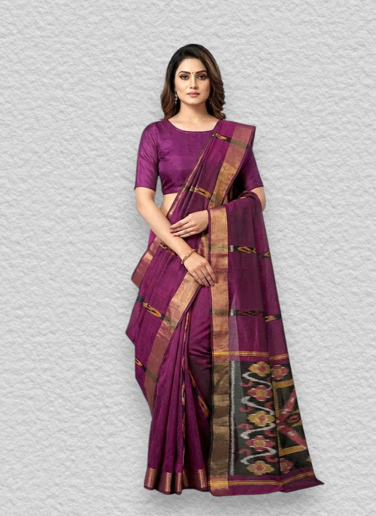 POCHAMPALLY IKKAT SICO MEJENTA PINK SARI - pochampallysarees.com