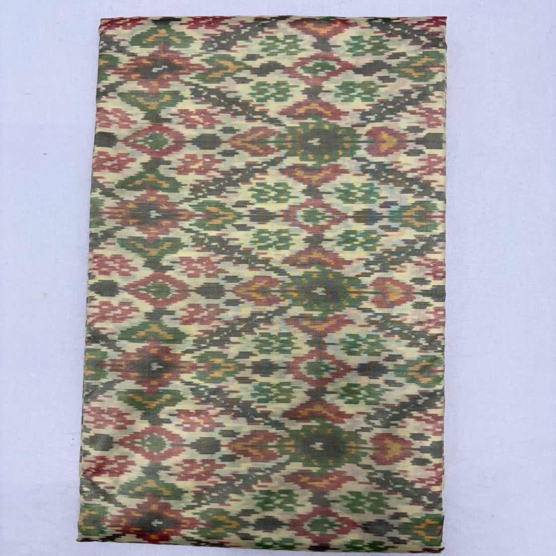 HAND WOVEN DOUBLE IKAT SOFT SILK CREAM FABRIC - pochampallysarees.com