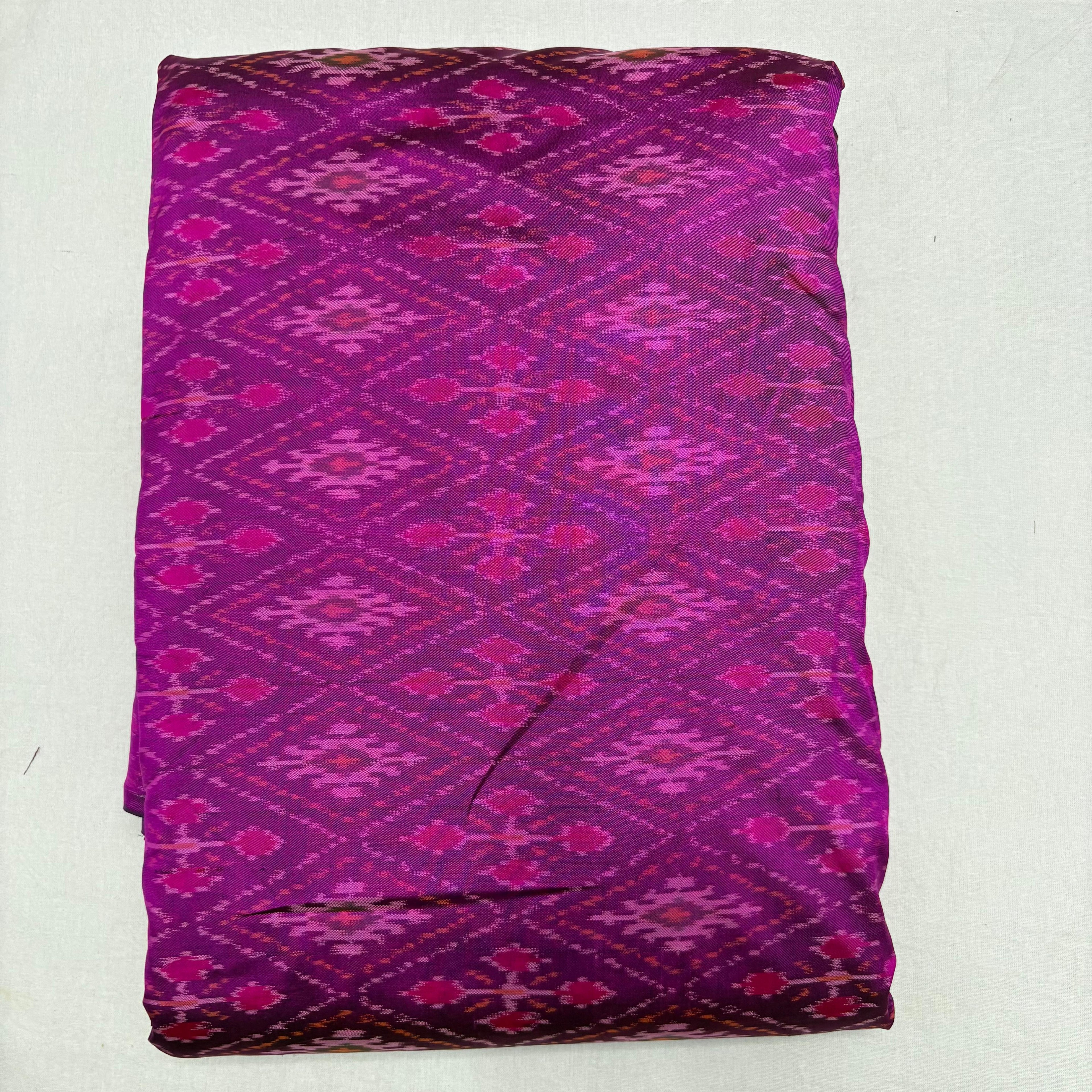 HAND WOVEN DOUBLE IKAT SOFT SILK PINK FABRIC - pochampallysarees.com