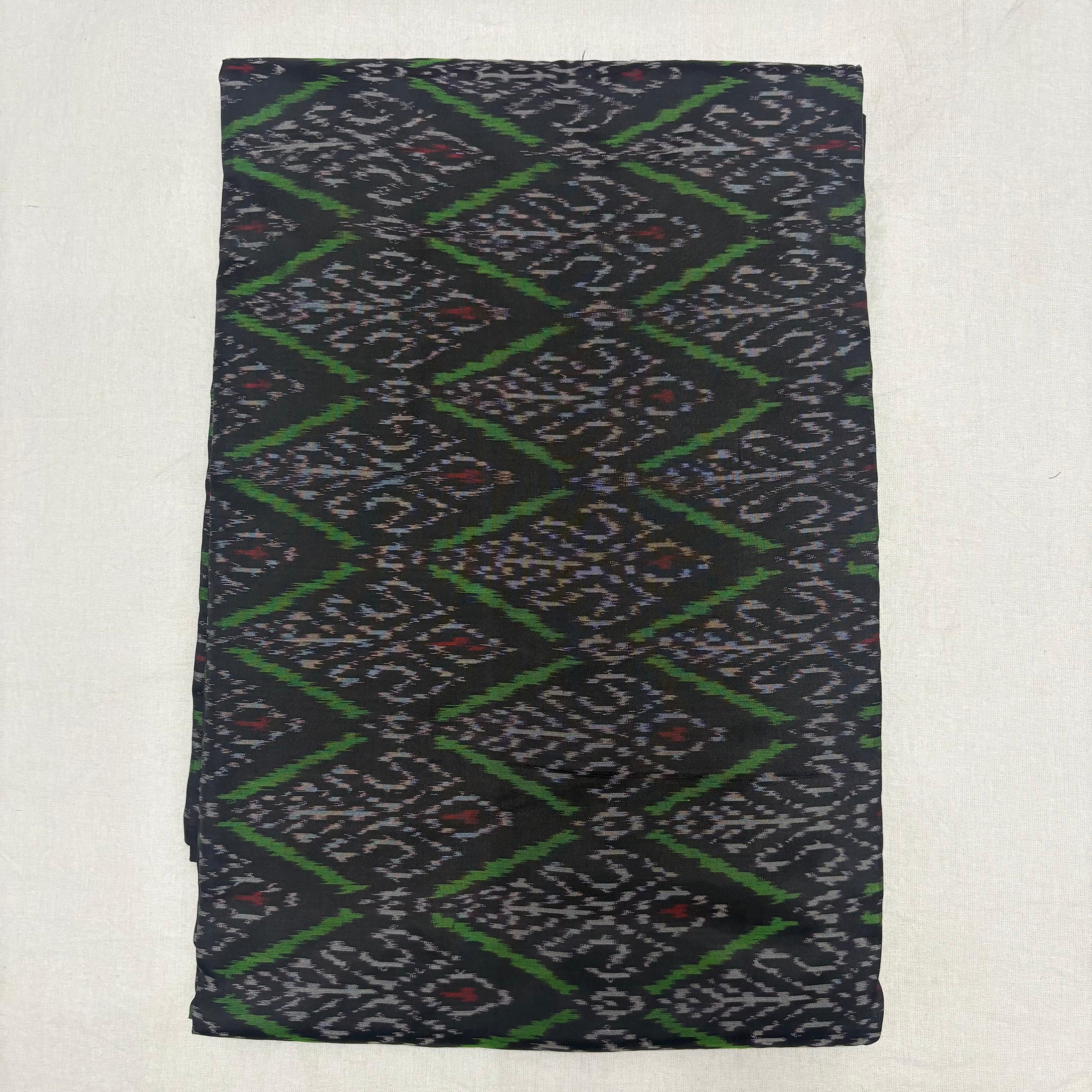 HAND WOVEN DOUBLE IKAT SOFT SILK BLACK FABRIC - pochampallysarees.com