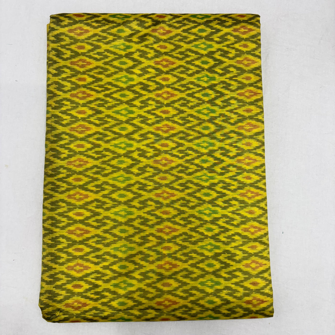 HAND WOVEN DOUBLE IKAT SOFT SILK YELLOW FABRIC - pochampallysarees.com