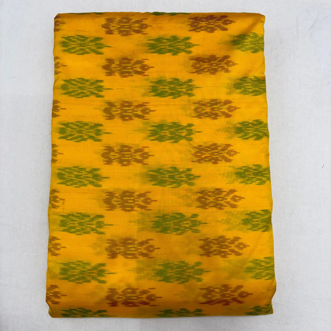HAND WOVEN DOUBLE IKAT SOFT SILK YELLOW FABRIC - pochampallysarees.com