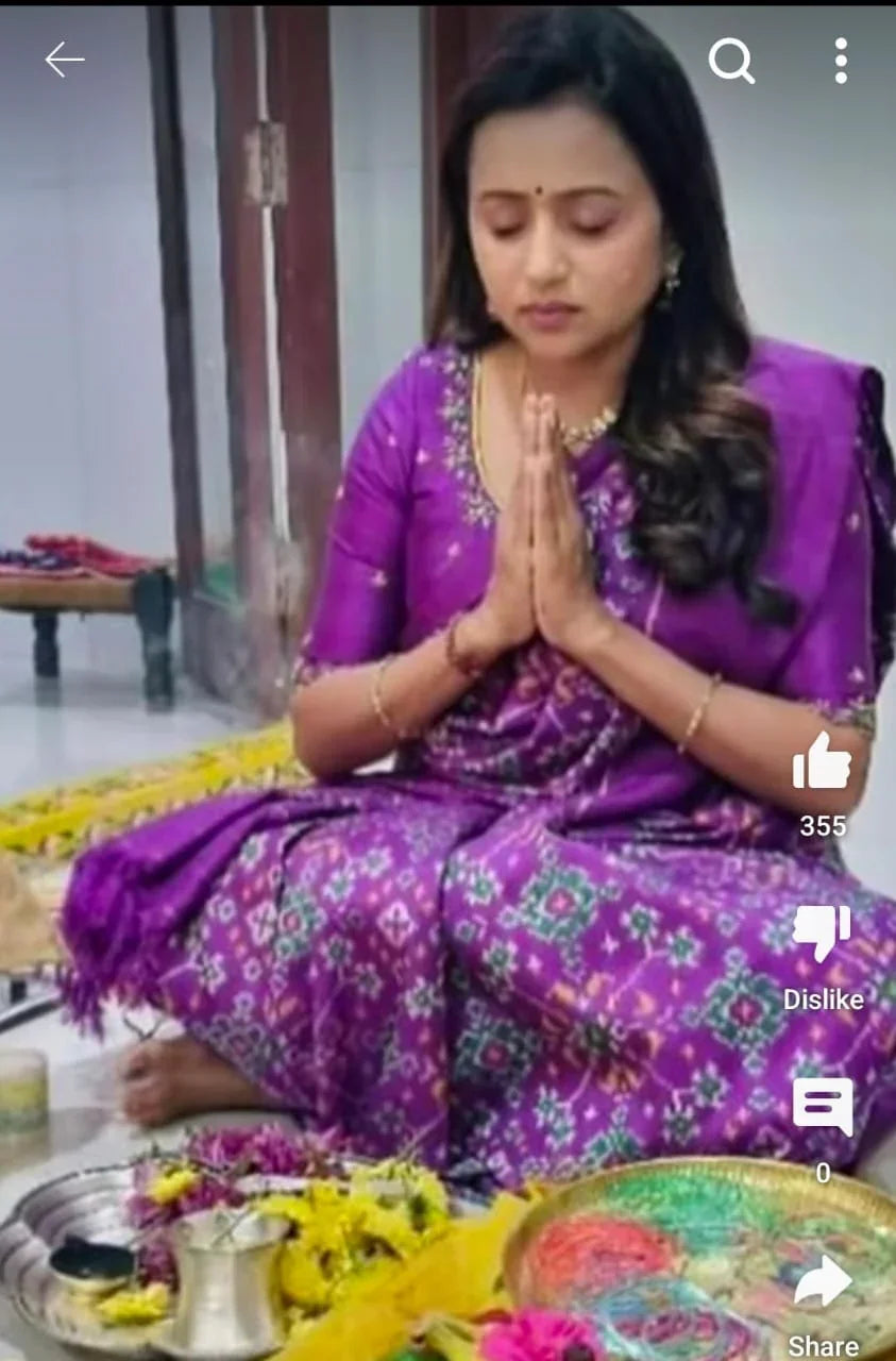 POCHAMPALLY IKKAT PATOLA SILK LAvender Sari