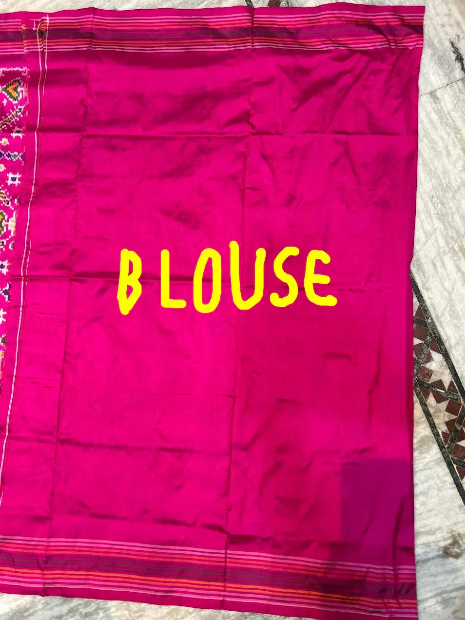 Pure Pochampally Ikat Patola Silk Saree in Magenta Pink | Handloom Geometric Pattern Pattu Saree with Designer Pallu | Traditional Wedding & Festive Wear - pochampallysarees.com