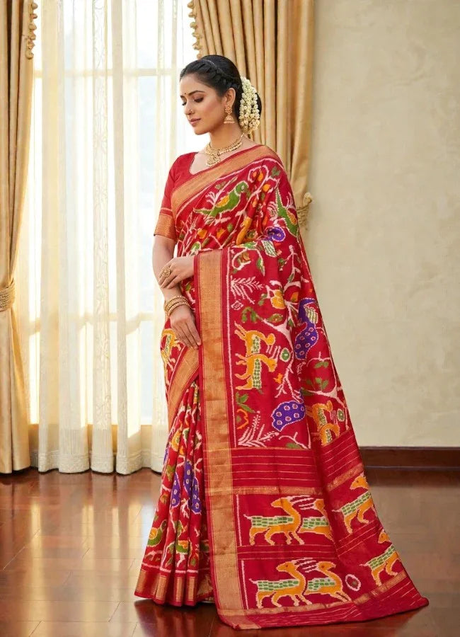 Handicraft Pure Pochampally Ikkat Silk Designer Hand Print Women&