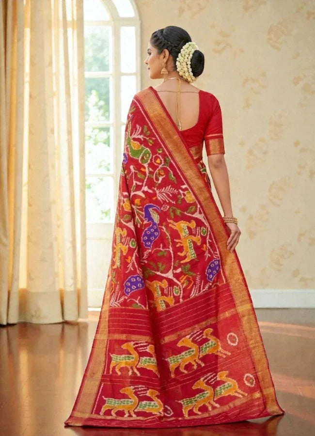 Handicraft Pure Pochampally Ikkat Silk Designer Hand Print Women&