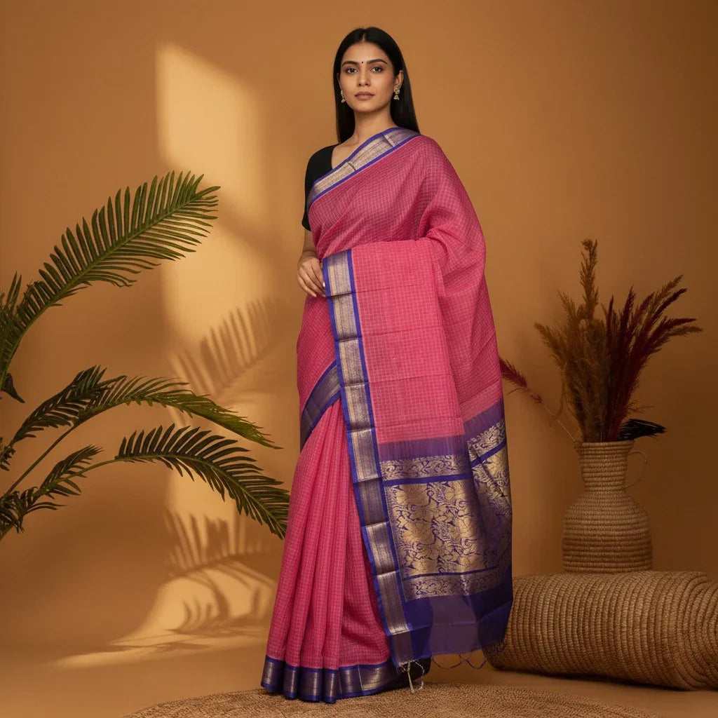 PURE GADWAL COTTON SARI - Z08 - pochampallysarees.com