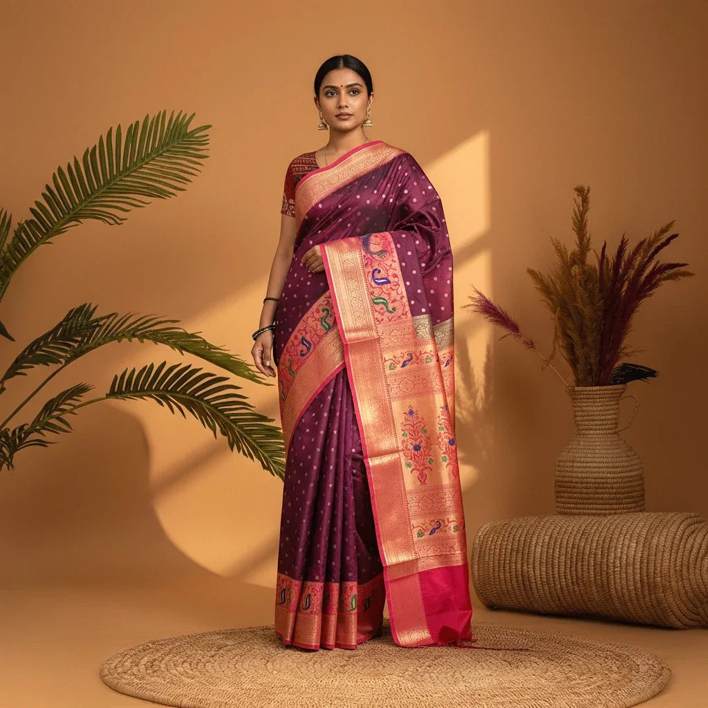 Pure Gadwal Silk Saree Maroon - pochampallysarees.com
