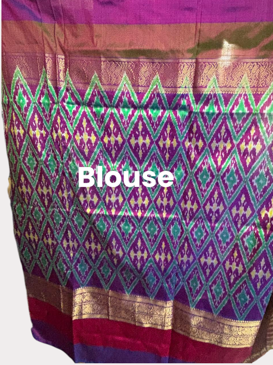 Pure Pochampally Ikkat Silk Kanchi Border Sari Online Cream With Purple Kalamkari Design