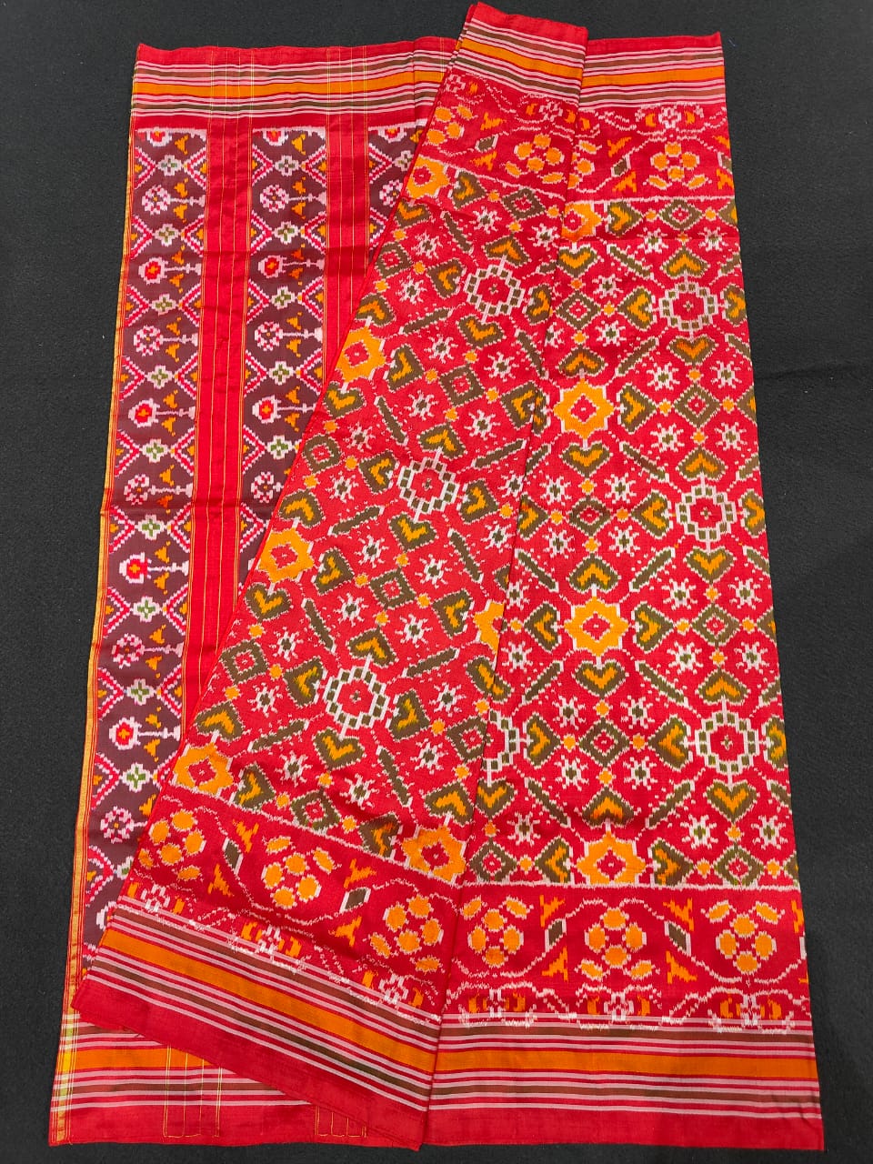 Pochampally Ikkat Silk Patola Red Sari