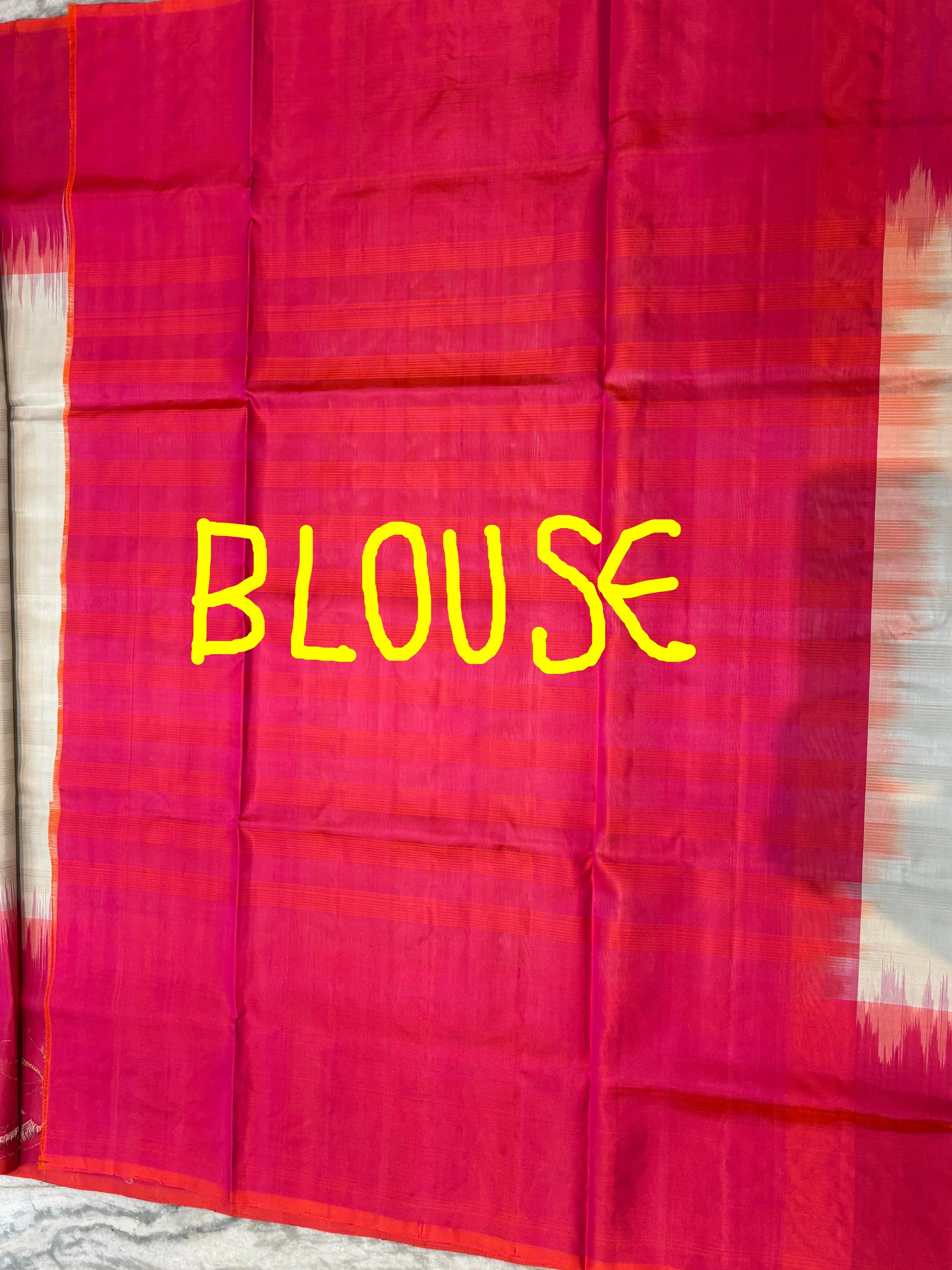 Cream & Deep Pink Kanchi Soft Silk Saree | Silver Zari Floral Border | Lightweight Festive Wear Saree with Blouse - pochampallysarees.com