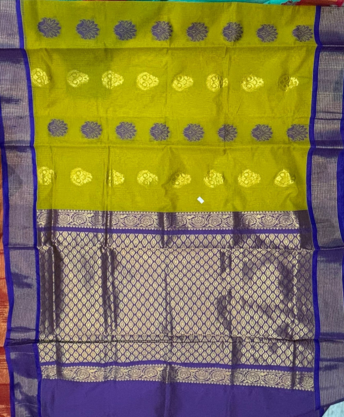 Elegant Green & Purple Kuppadam Pattu Saree with Zari Border