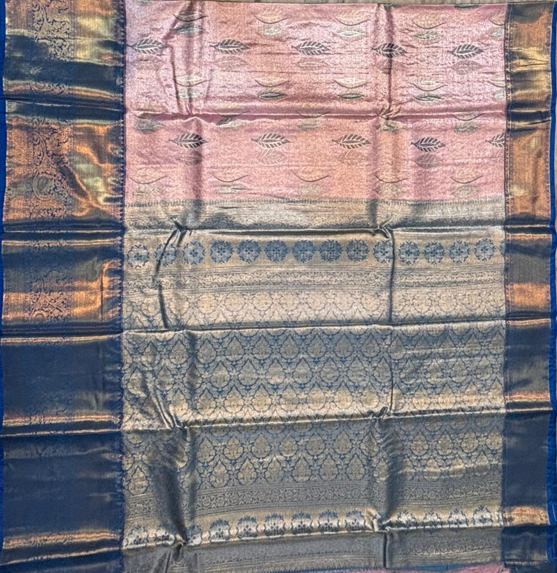 Dharmavaram Pattu Silk Saree Light Pink & Light Blue - pochampallysarees.com