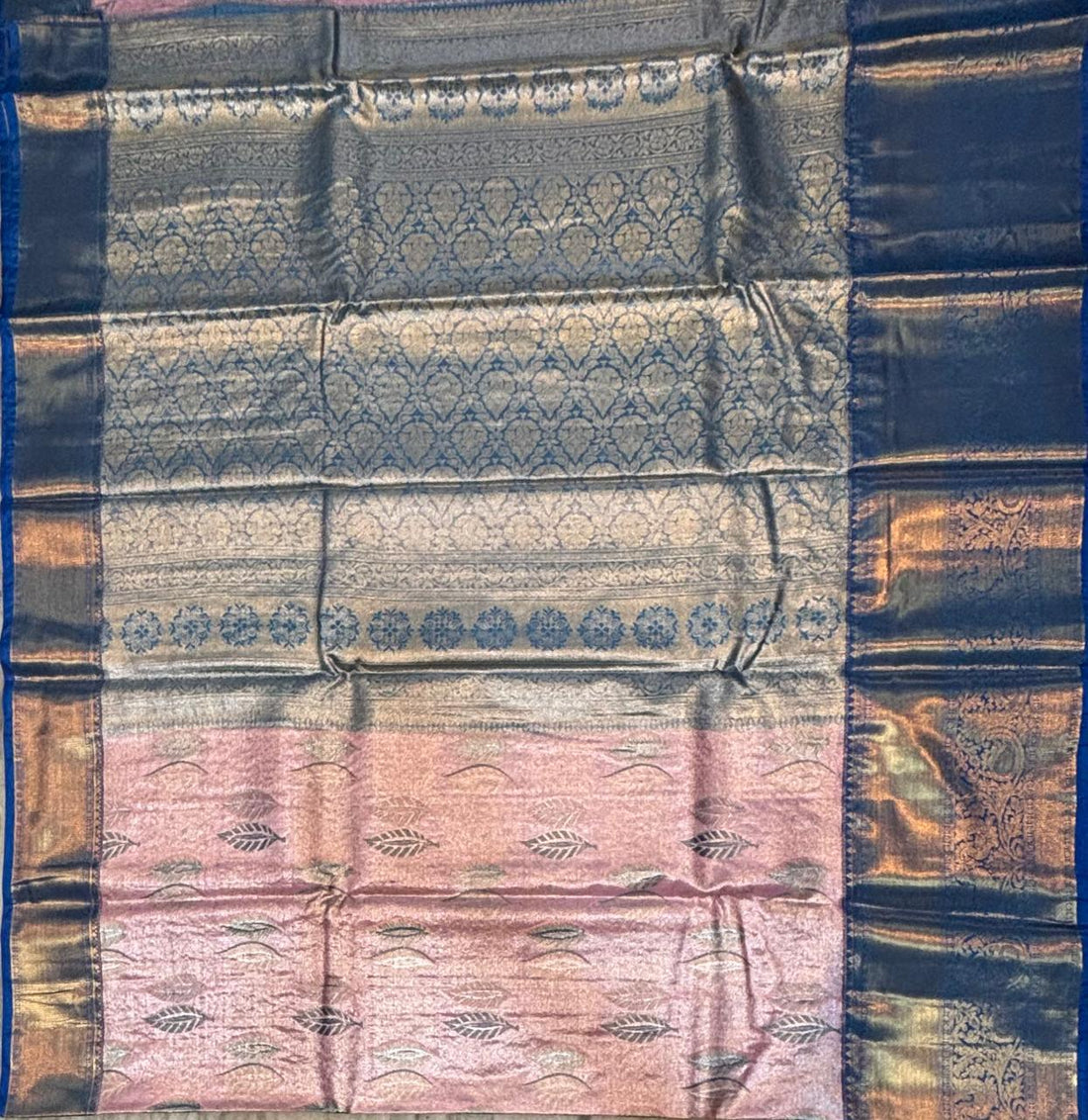 Dharmavaram Pattu Silk Saree Light Pink & Light Blue - pochampallysarees.com