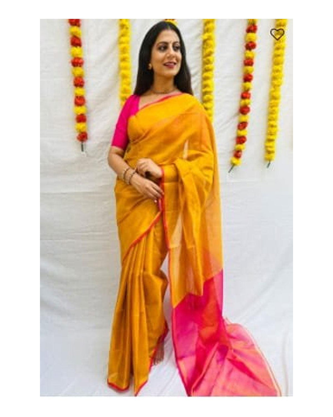 AMAGING UPPADA SILK TISHU YELLOW COLOR SAREE - pochampallysarees.com