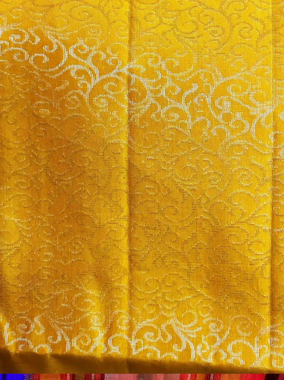 PURE SOFT SILK SAREE BLUE AND YELLOW WITH ALLOVER ZARI WEAVES BUTTAS IN BORDER KANCHI STYLE - pochampallysarees.com