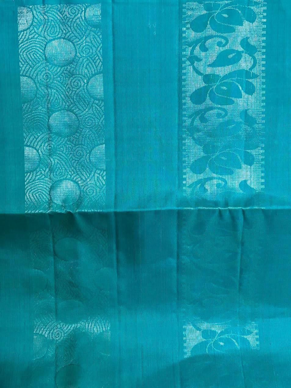 PURE SOFT SILK SAREE BLUE AND YELLOW WITH ALLOVER ZARI WEAVES BUTTAS IN BORDER KANCHI STYLE - pochampallysarees.com