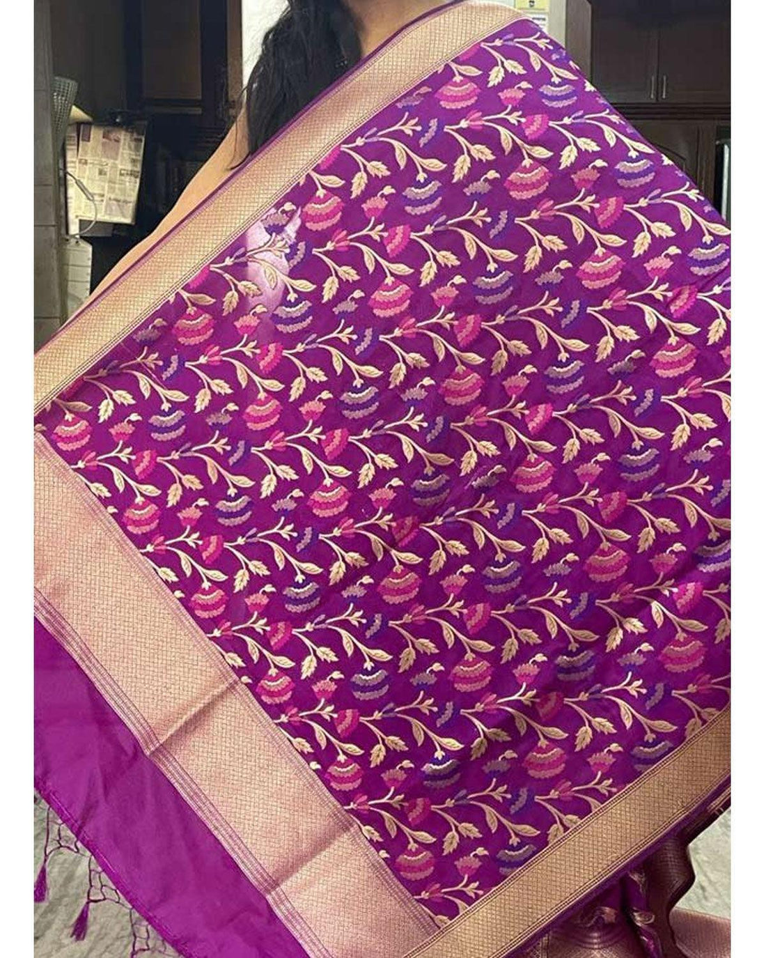 BANARAS PURPLE COLOR DUPATTA-BNS5 - pochampallysarees.com