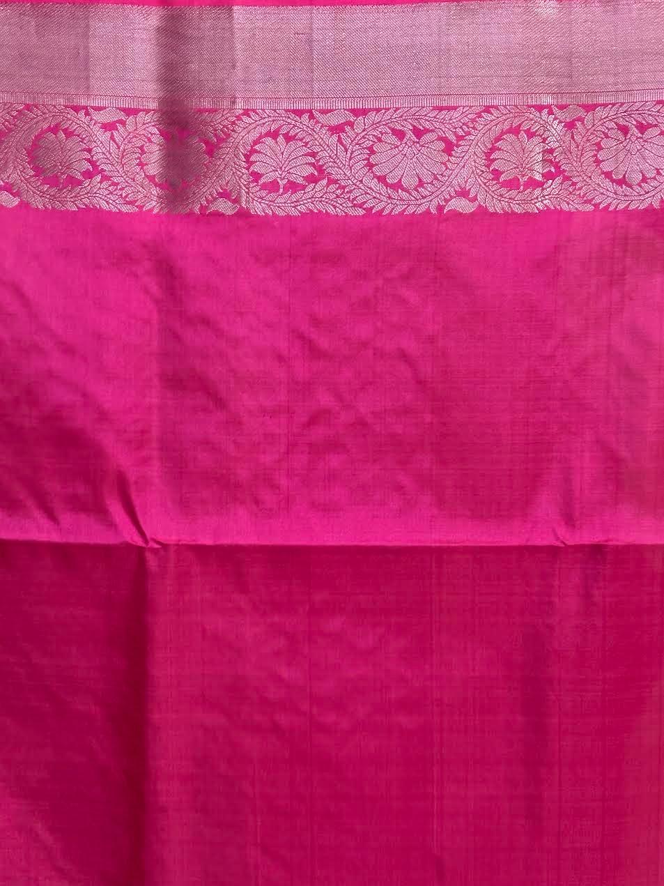 PURE SOFT SILK SAREE CHOCOLATE AND PINK WITH ALLOVER IKKAT DESIGN WEAVES IN BORDER AND PALLU KANCHI STYLE - pochampallysarees.com