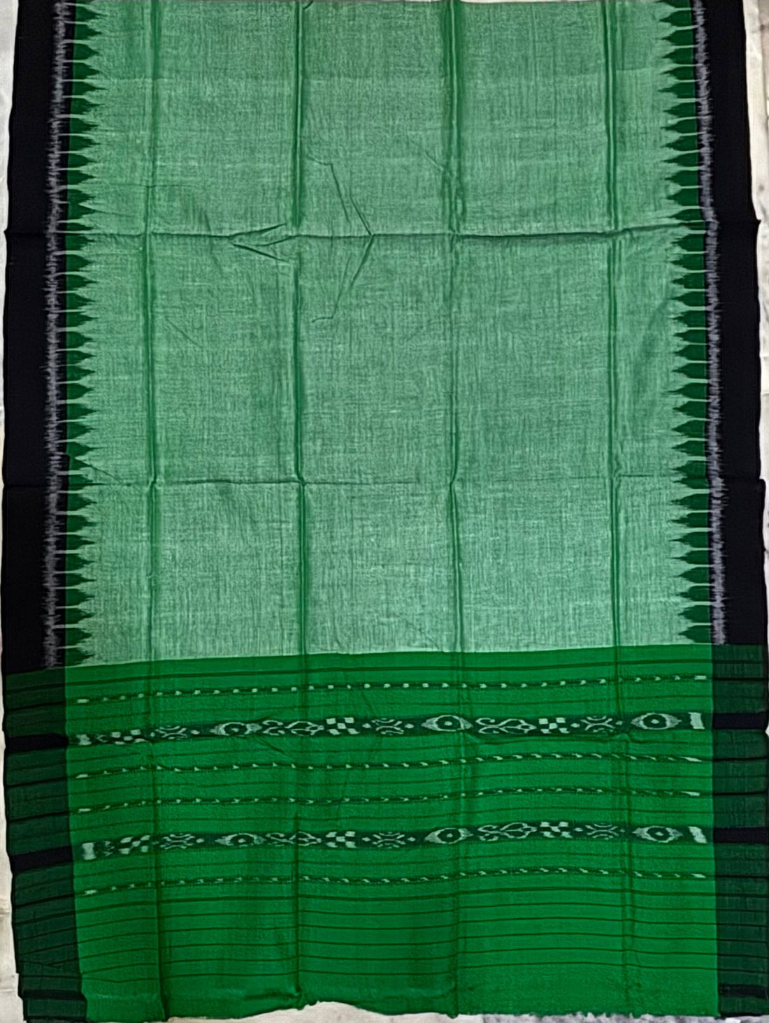 Unstitched Ikat Cotton Suit Green Black Material