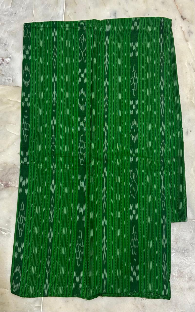 Unstitched Ikat Cotton Suit Green Black Material - pochampallysarees.com