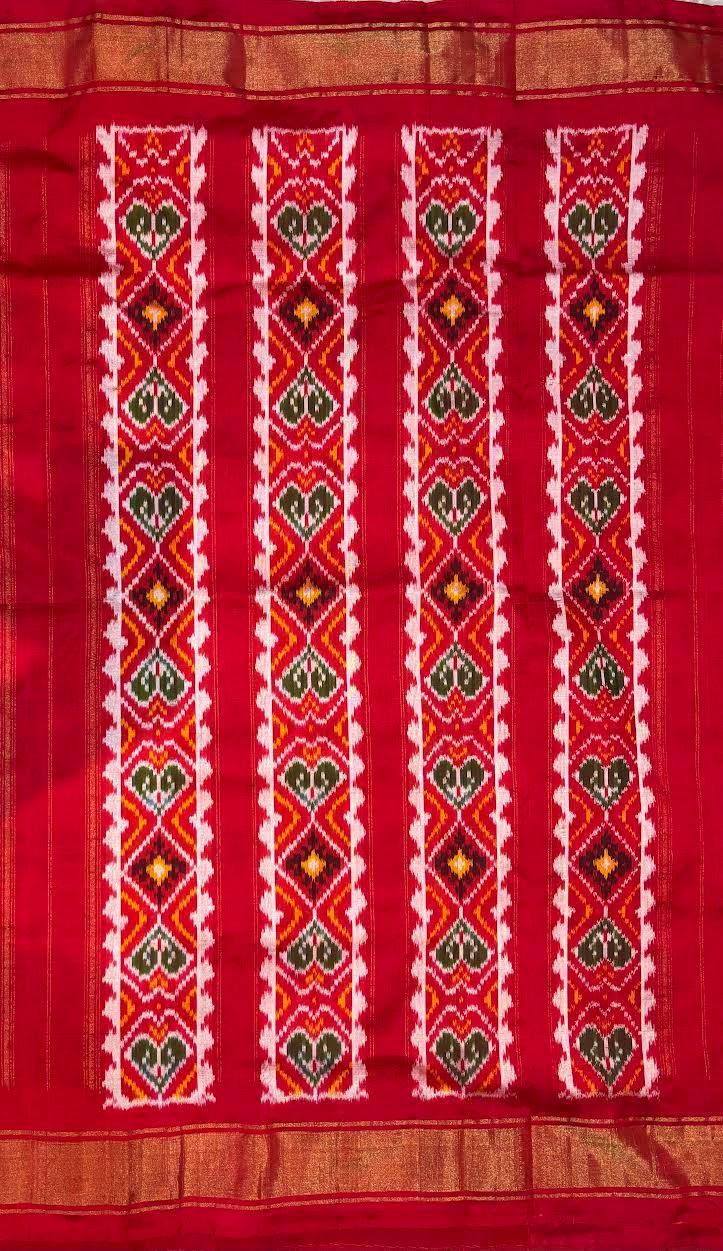 POCHAMPALLY IKKAT SILK PATOLA RED SARI | COD | SILK MARK | WEAVER PRICE - pochampallysarees.com