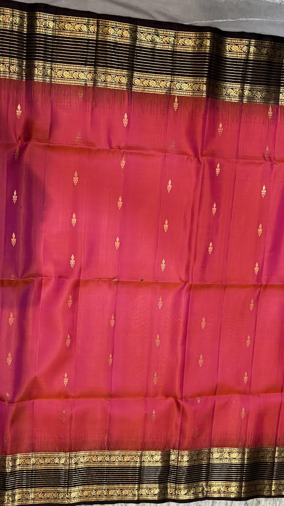 Authentic Pure Kanchipuram Pattu Saree With Price | Pink & Black Silk