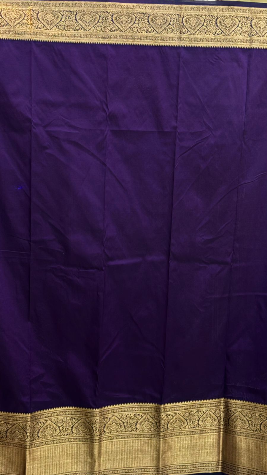 Authentic Deep Purple Dharmavaram Silk Saree with Heavy Gold Zari Border