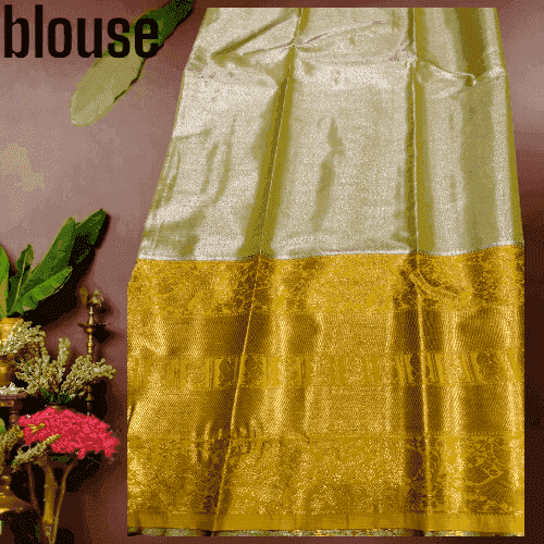 DHARMAVARAM PATTU KANCHI BORDER YELLOW MIDDLE GRAY - pochampallysarees.com