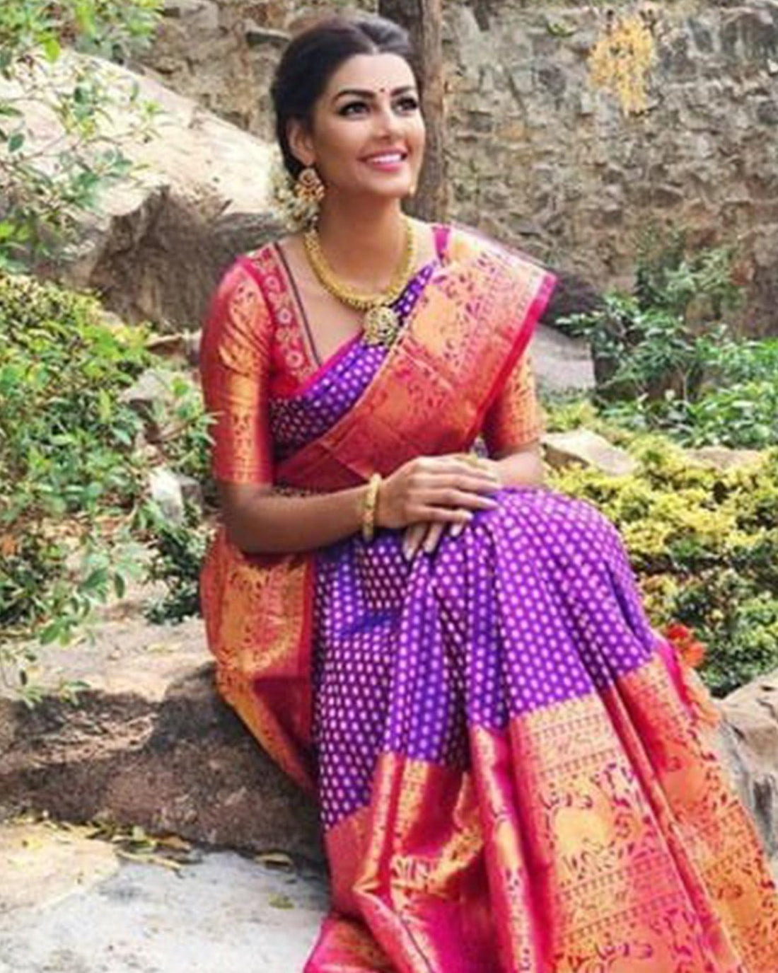 DHARMAVARAM PATTU PURPLE COLOR SAREE - pochampallysarees.com