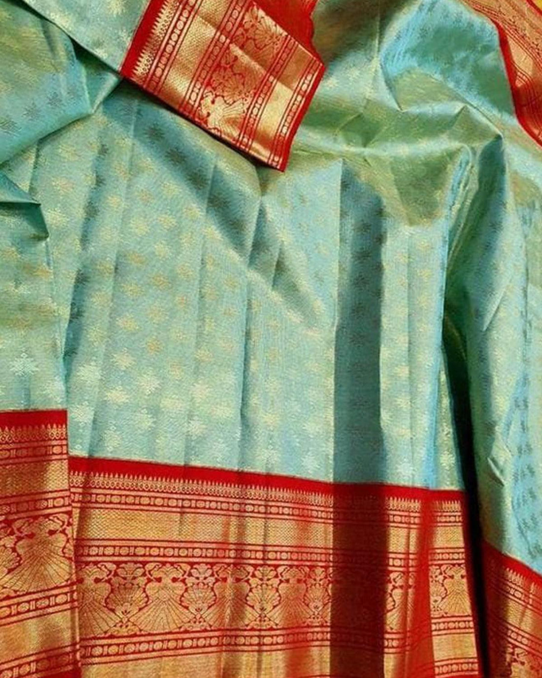 DHARMAVARAM YELLOW WITH BLUE COLOR SAREE - pochampallysarees.com