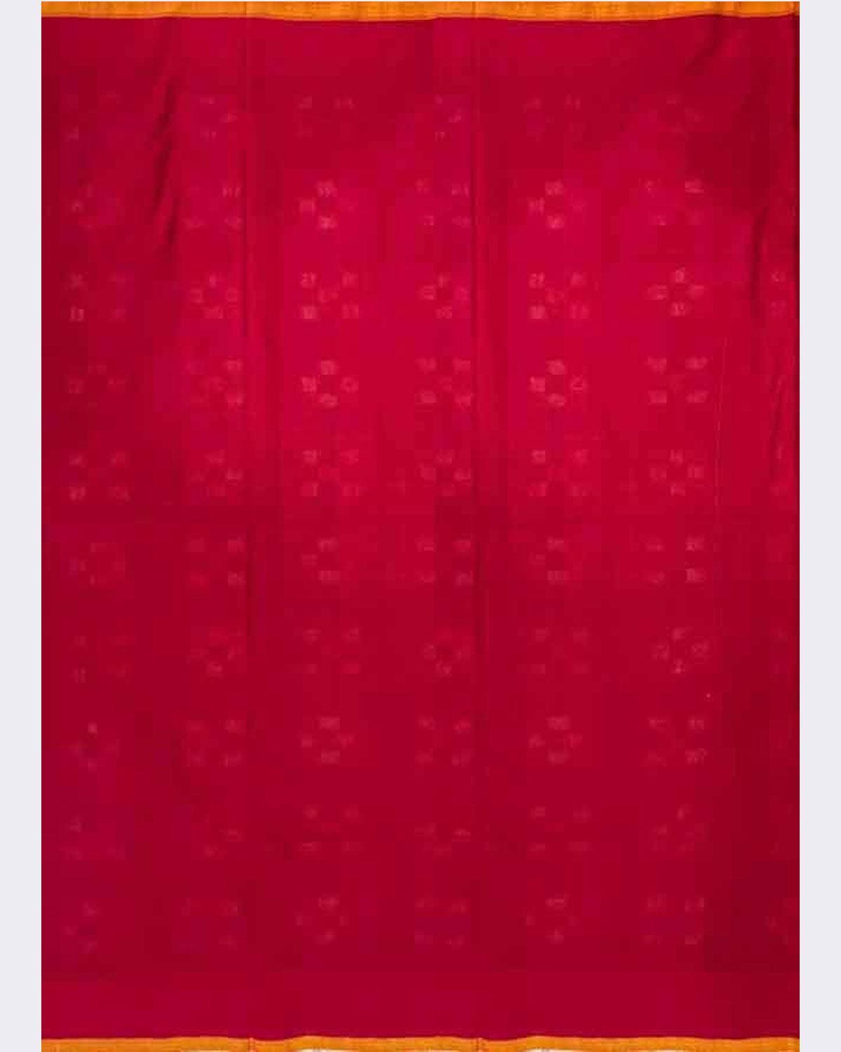 DOUBLE IKAT SOFT COTTON GRAY WITH RED COLOR SAREE - pochampallysarees.com