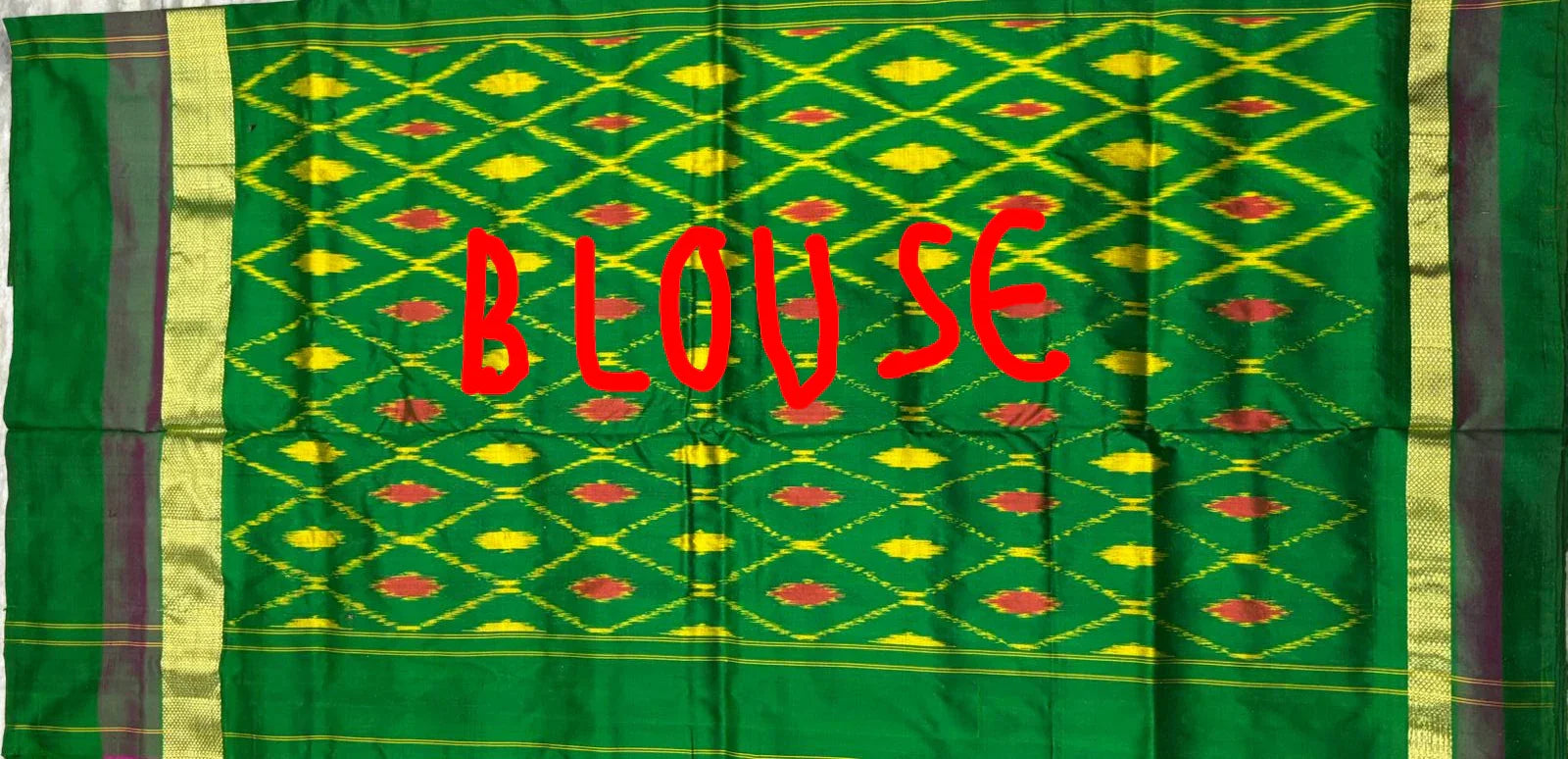 Buy Pure Pochampally Ikkat Silk Saree Pink with Green Border Online - pochampallysarees.com